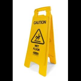 Wet Floor Sign Caution Sign 26 IN Yellow Black Plastic 2-Sided 1/Each