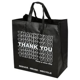 Victoria Bay Shopper Bag 14X7.5X15 IN 18 LB Non-Woven Polypropylene (NWPP) Black Printed Reusable 100/Case