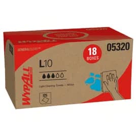 WypAll® L10 General Purpose Wipe 9X10.25 IN 1 White Pop-Up Box Utility 125 Count/Box 18 Box/Case 2250 Count/Case