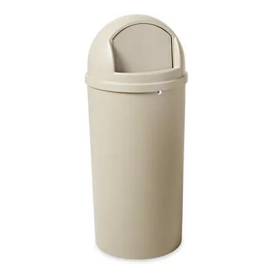 Can & Lid 15 GAL 60 QT Beige Round Resin With Dome Lid 1/Each