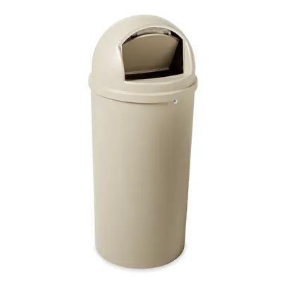 Can & Lid 15 GAL 60 QT Beige Round Resin With Dome Lid 1/Each