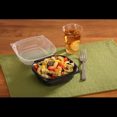 Take-Out Container Hinged With Dome Lid 6X6X2.5 IN PP Black Clear Square 171/Case