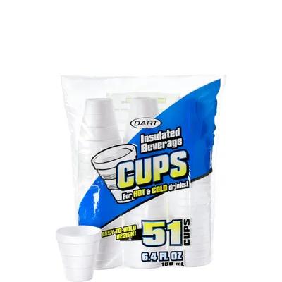 Dart® Cup Easy to Hold 6.4 OZ EPS White Insulated Leak Resistant 51 Count/Bag 24 Bags/Case 1224 Count/Case