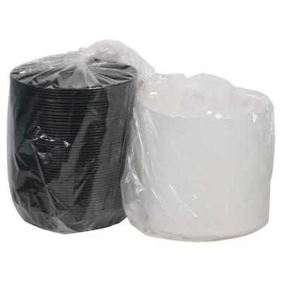 Take-Out Container Base & Lid Combo With Dome Lid 46 OZ PP Black Clear Round 150/Case