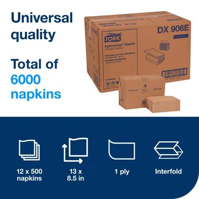 Tork Xpressnap® Dispenser Napkins 8.5X13 IN 4.25X6.5 IN Natural Paper Interfold Embossed 500 Count/Pack 12 Packs/Case