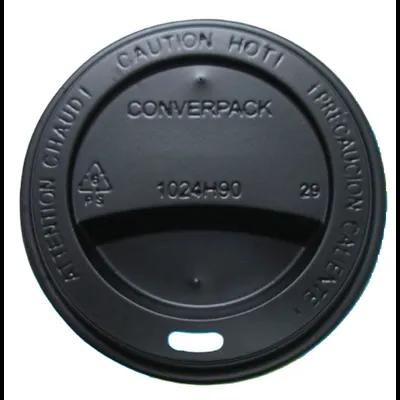 Lid Dome PS Black For 12-16 OZ Hot Cup Sip Through 1000/Case