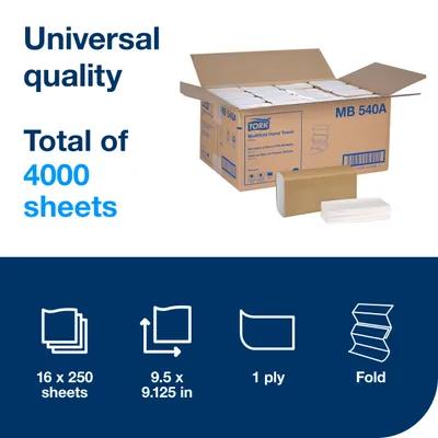 Tork Folded Paper Towel H2 9.5X9.125 IN 3.17X9.125 IN White Multifold Z Embossed Refill 250 Sheets/Pack 16 Packs/Case