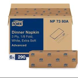 Dinner Napkins 17X16.125 IN White Paper 3PLY 1/8 Fold Refill 290 Count/Pack 6 Packs/Case 1740 Count/Case