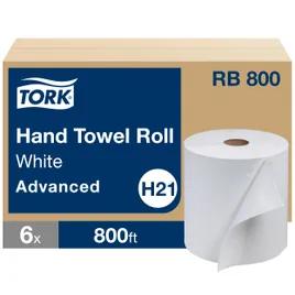 Tork Roll Paper Towel H21 7.875IN X800FT 1PLY White Hard Roll Embossed Advanced Refill 6 Rolls/Case