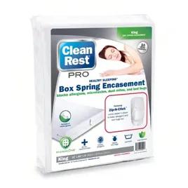 CleanRest® PRO Box Spring Encasement King White Vinyl Waterproof Washable Zipper 3/Case
