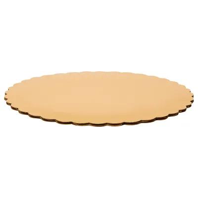 Cake Board 8 IN Corrugated Paperboard Gold Round Scalloped 200/Case