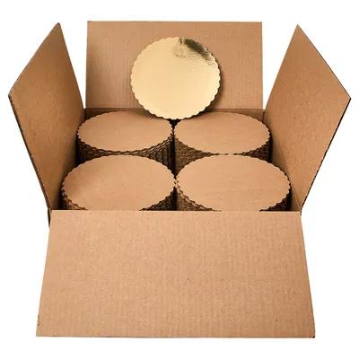 Cake Board 8 IN Corrugated Paperboard Gold Round Scalloped 200/Case