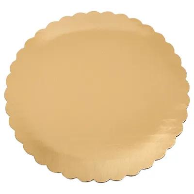 Cake Board 8 IN Corrugated Paperboard Gold Round Scalloped 200/Case