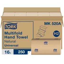 Tork Folded Paper Towel H2 9.5X9.125 IN 3.17X9.125 IN Kraft Multifold Z Refill 250 Sheets/Pack 16 Packs/Case