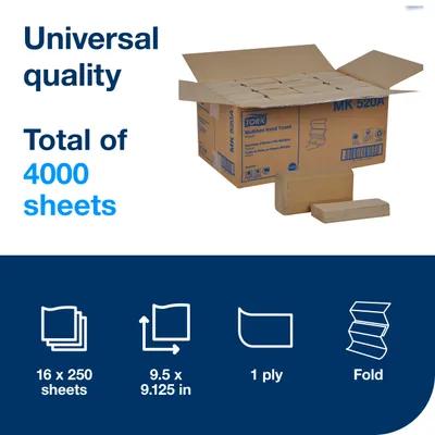 Tork Folded Paper Towel H2 9.5X9.125 IN 3.17X9.125 IN Kraft Multifold Z Embossed Refill 250 Sheets/Pack 16 Packs/Case