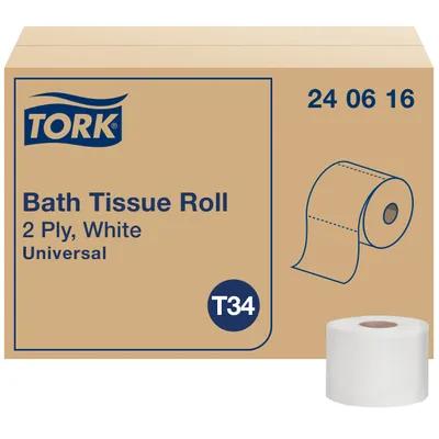 Tork Toilet Paper & Tissue Roll T34 4X3.75 IN 205.333 FT 2PLY White Universal Embossed 616 Sheets/Roll 48 Rolls/Case