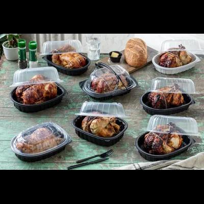 Roasted Chicken Roaster Container & Lid Combo 32 OZ 10X7.5X4 IN MFPP OPS Black Clear 110/Case