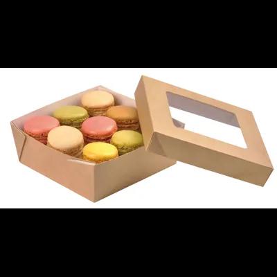 Take-Out Box 4.7X4.7X2 IN Corrugated Paperboard Kraft With Window 25 Count/Pack 10 Packs/Case 250 Count/Case