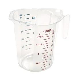 Pizza Measuring Cup 1 PT Plastic Clear Raised Markings Red For Ounces Blue For Milliliters Tapered Open Handle 1/Each