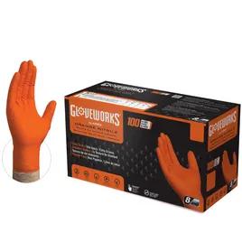 Gloves XL Orange 8MIL Textured Nitrile Powder-Free 100 Count/Box 10 Box/Case 1000 Count/Case
