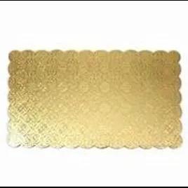 Cake Board 13.75X9.75 IN Corrugated Paperboard Gold Rectangle Scalloped Single Wall 100/Case