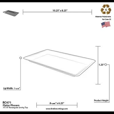 Platter Pleasers Serving Tray 10X8 IN Plastic White Rectangle 25/Case