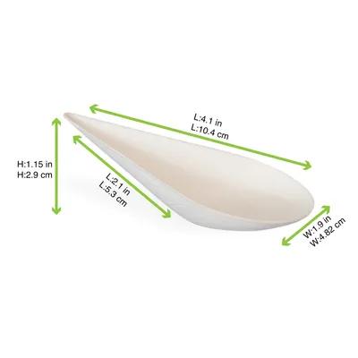 Bionchic Dish 4.1X1.9X1.15 IN Sugarcane White Teardrop 30 Count/Pack 10 Packs/Case 300 Count/Case