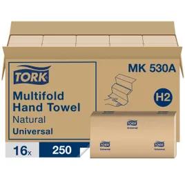 Tork Folded Paper Towel H2 9.5X9.125 IN 3.17X9.125 IN Kraft Multifold Z Embossed Refill 250 Sheets/Pack 16 Packs/Case