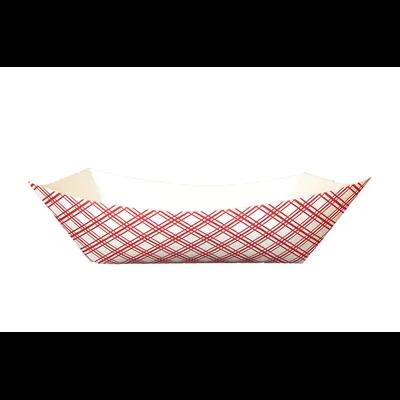 Food Tray 10 LB Paper White Red Rectangle 250/Case