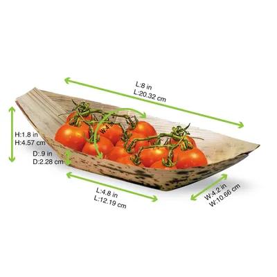 Food Tray 12 OZ Bamboo Leaf Natural Boat 100 Count/Pack 12 Packs/Case 1200 Count/Case