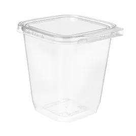 Safe-T-Fresh® Deli Container Hinged With Flat Lid 32 OZ rDPET Clear Square 240/Case