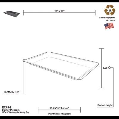 Serving Tray 18X16 IN Plastic Black 25/Case