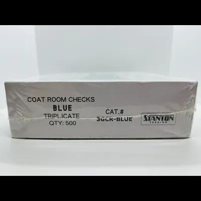 Coat Check Ticket 1.50X5X6.50 IN Cardboard Blue 3-Part 500 Count/Box 20 Box/Case