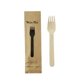 Fork 6.2 IN Wood Natural Individually Wrapped 50 Count/Pack 10 Packs/Case 500 Count/Case