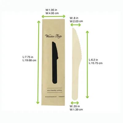 Knife 6.2 IN Wood Natural 50 Count/Pack 10 Packs/Case 500 Count/Case