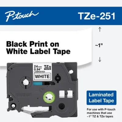 TZE Label Tape 0.94IN X26.2FT Black on White Standard Adhesive 1/Each