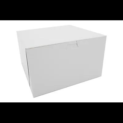 Bakery Box 10X10X6 IN Clay-Coated Kraft Board White Kraft Square Lock Corner Tuck Top 100/Case