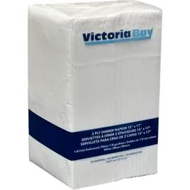 Victoria Bay Dinner Napkins 15X17 IN White Virgin Paper 2PLY 1/8 Fold 3000/Case