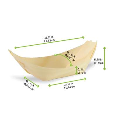 Food Tray Mini 0.5 OZ Wood Natural Boat 50 Count/Pack 10 Packs/Case 500 Count/Case