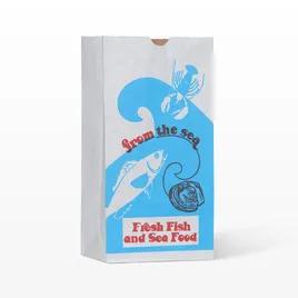 Shellfish Bag 7X4X14 IN 0.5 Peck Paper White Blue Red Wet Strength 500/Bundle