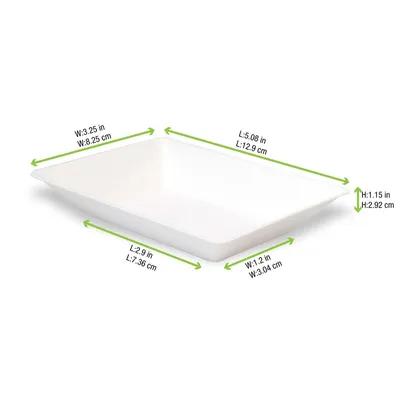 Eco-Design Plate 5.12X3.35X1.1 IN Sugarcane White 100 Count/Pack 8 Packs/Case 800 Count/Case