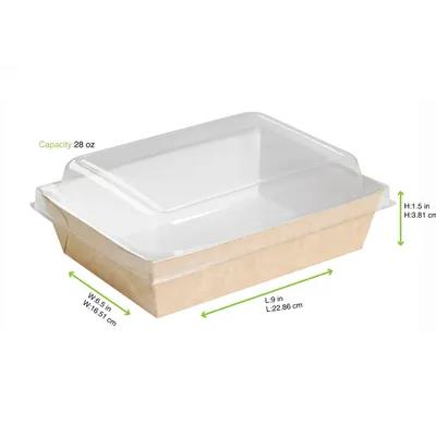 Salad Take-Out Box Base 9X6.5X1.5 IN Corrugated Cardboard Kraft Square 200 Count/Case