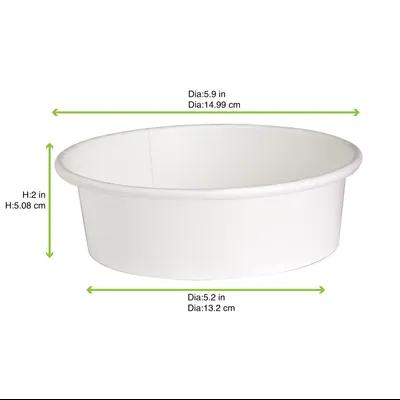 Food Container Base 20 OZ Paper White Round Microwave Safe Freezer Safe 45 Count/Pack 8 Packs/Case 360 Count/Case