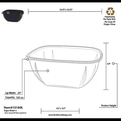 Bowl 160 OZ Plastic Clear Square 50/Case