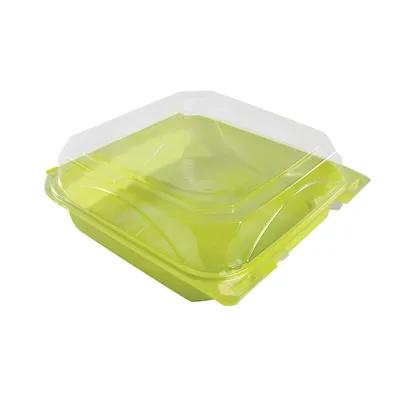 The BOTTLEBOX ® Take-Out Container Hinged 9X9 IN RPET Lime Green Clear 200/Case