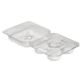 Muffin Hinged Container With Dome Lid 8X8.75X3.25 IN 4 Compartment OPS Clear Square 250/Case