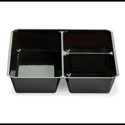 Take-Out Container Insert 5.12X5.12X1 IN 3 Compartment Black 600/Case