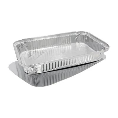 Take-Out Container Base & Lid Combo With Plastic Dome Lid Aluminum Plastic Clear Silver Oblong 60/Case