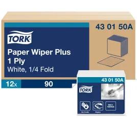 Tork Cleaning Wipe 13X12.5 IN Folded: 6.5X6.25 IN Paper White 1/4 Fold Refill Plus 90 Count/Pack 12 Packs/Case