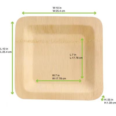 Nature's Party Plate 10 IN Bamboo Natural Square 4 Count/Pack 12 Packs/Case 48 Count/Case